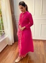 Rani Pink Chanderi Silk Party Wear Embroidery Work Readymade Salwaar Suit 