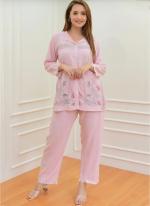 Pink Cotton Party Wear Embroidery Work Readymade Cord Set