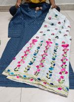 Sky Cotton Camric Casual Wear Sequins Work Readymade Phulkari Kurti And Sharara Suit
