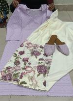 Light Purple Cotton Festival Wear Sequins Work Readymade Phulkari Kurti And Sharara Suit