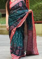 Green Linen Traditional Wear Digital Printed Saree