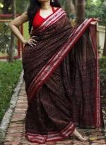 Red Linen Traditional Wear Digital Printed Saree