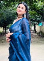 Blue Rimzim Party Wear Weaving Saree