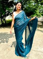 Sky Blue Rimzim Party Wear Weaving Saree