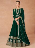 Green Georgette Wedding Wear Embroidery Work Gown With Dupatta