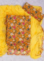 Yellow Pc Cotton Party Wear Digital Printed Salwaar Suit