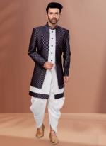 White Soft Jacquard Traditional Wear Weaving Indo Western