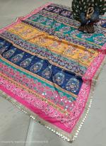 Blue Pure Chinnon Eid Wear Mirror Work Dupatta