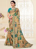 Beige Brasso Festival Wear Printed Saree