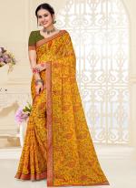 Yellow Brasso Festival Wear Printed Saree