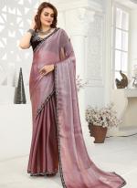 Purple Organza Party Wear Zarkan Work Saree