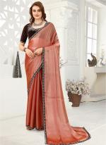 Rose Gold Organza Party Wear Zarkan Work Saree