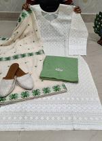 Light Green Cambric Cotton Festival Wear Sequins Work Readymade Salwar Suit