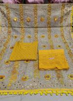 Yellow Cambric Cotton Traditional Wear Sequins Work Readymade Salwar Suit