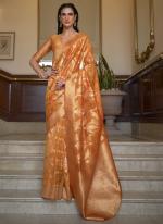 Orange Organza Festival Wear Weaving Saree