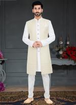 Cream White  Jecquard Traditional Wear Weaving Italian Indo Western