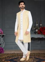 Dark Cream White  Jecquard Traditional Wear Weaving Italian Indo Western
