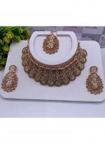 Rose Gold Alloy Stone Studded Necklace Set