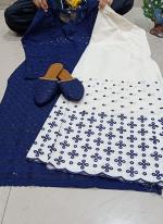 Navy Blue Cambric Cotton Party Wear Sequins Work Readymade Salwar Suit