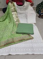 Pista green Cotton Festival Wear Lucknowi Work Readymade Salwar Suit