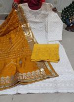 Yellow Cotton Festival Wear Lucknowi Work Readymade Salwar Suit