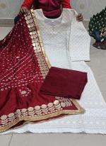 Maroon Cotton Festival Wear Lucknowi Work Readymade Salwar Suit