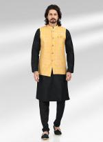 Yellow Banarasi Silk Traditional Wear Jacquard Kurta Pajama With Jacket