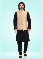 Peach Banarasi Silk Traditional Wear Jacquard Kurta Pajama With Jacket