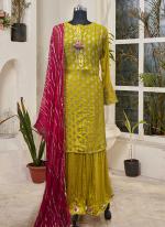 Yellow Chiffon Ramzan Eid Wear Gota Patti Work Sharara Suit