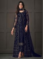 Navy Blue Net Wedding Wear Sequins Work Salwar Suit
