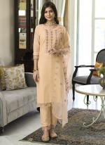 Beige Pure Cotton Traditional Wear Embroidery Work Readymade Salwar Suit