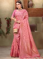 Dark Pink Cotton Festival Wear Weaving Saree