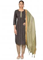 Grey Banarasi Silk Traditional Wear Jacquard Readymade Salwar Suit