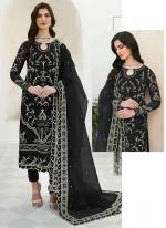 Black Faux Georgette Festival Wear Embroidery Work Pakistani Suit