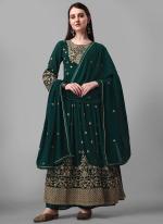 Rama Green Faux Georgette Party Wear Embroidery Work Anarkali Suit
