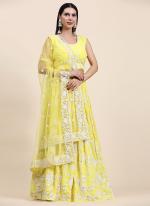 Yellow Georgette Party Wear Lucknowi Work Ready To Wear Lehenga Choli