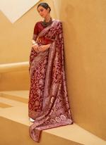 Maroon Silk Party Wear Weaving Saree