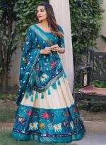 Blue Silk Navratri Wear Digital Printed Lehenga Choli