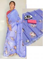 Lilac Linen Daily Wear Digital Printed Saree