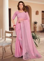 Dusty Pink Shimmer Silk Festival Wear Swarovski Work Saree