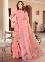 Light Pink Shimmer Silk Festival Wear Swarovski Work Saree