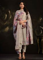 Grey Silk Party Wear Embroidery Work Salwar Suit