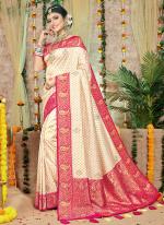 Cream Rani Silk Traditional Wear Weaving Saree