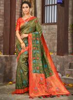 Green Brocade Silk Wedding Wear Weaving Saree