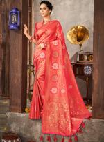 Pink Brocade Silk Wedding Wear Weaving Saree