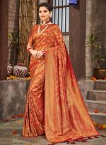 Red Brocade Silk Wedding Wear Weaving Saree