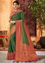 Green Brocade Silk Party Wear Stone Work Saree