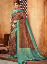 Wine Brocade Silk Party Wear Stone Work Saree