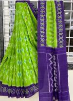 Light Green Linen Daily Wear Digital Printed Saree