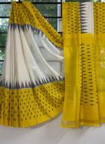 Yellow Linen Daily Wear Digital Printed Saree